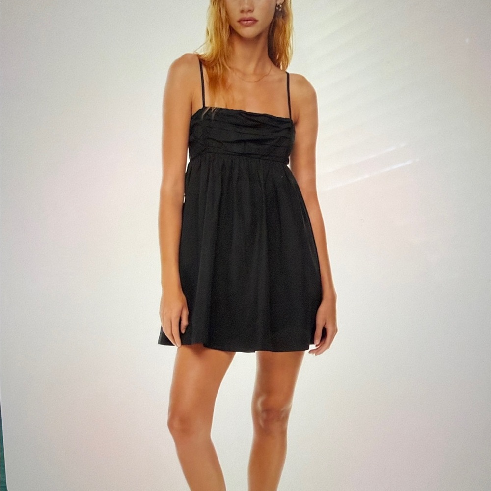 Sunday Best Mauve Black Cotton Poplin Babydoll Dress